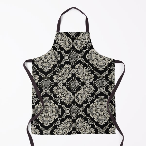 Item preview, Black & Cream Vintage Damask Floral Pattern designed and sold by Kruti Collection.