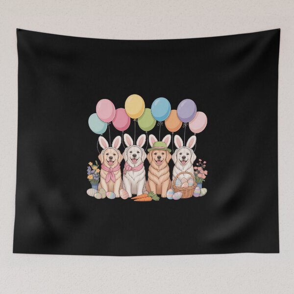 Item preview, Golden Retriever Dogs With Bunny Ears Egg Basket Easter Day designed and sold by FaithAbbott.