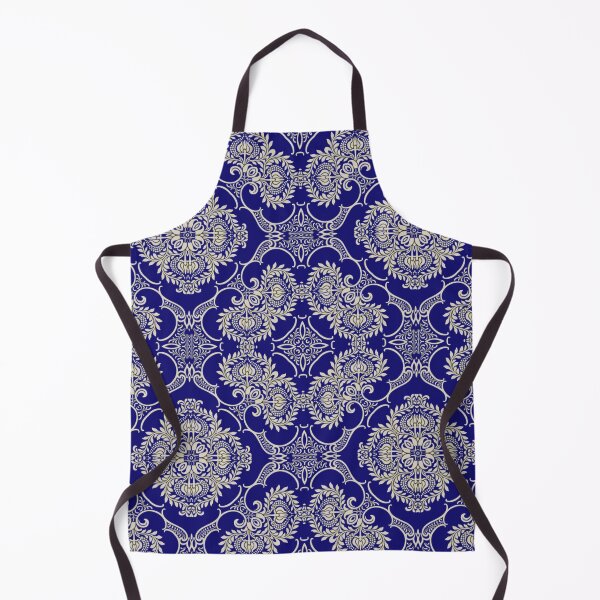 Item preview, Blue & Cream Vintage Damask Floral Pattern designed and sold by Kruti Collection.