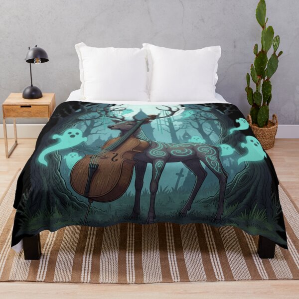 Item preview, Mystic Stag Bard With Double Bass Fantasy Illustration designed and sold by RebellDancer.
