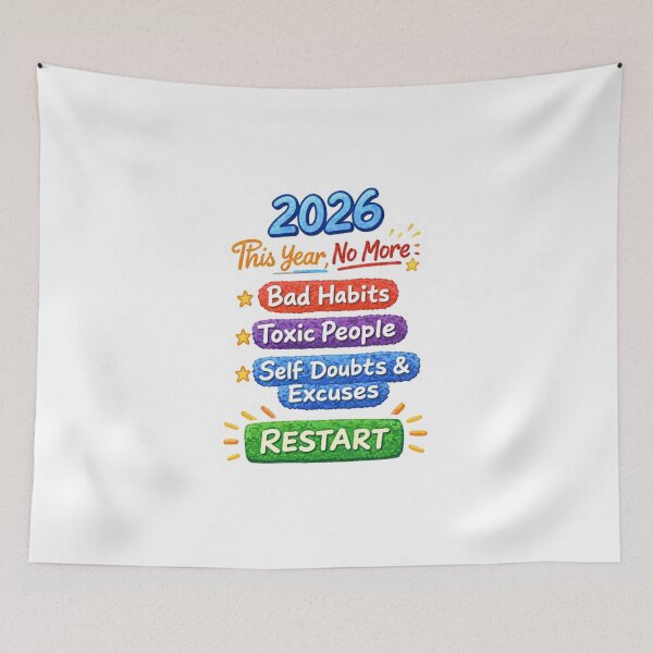 Item preview, 2026 Restart Motivation Sticker – No More Bad Habits, Toxic People & Excuses designed and sold by Gurjeetpixelart.