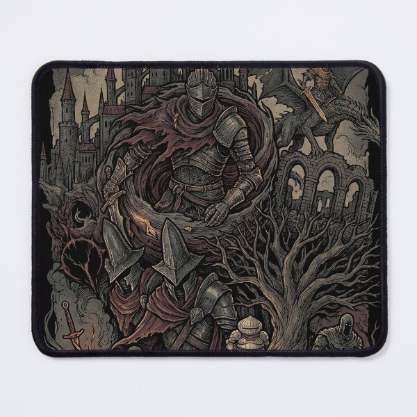 Item preview, Ashen Journey Collage Dark Fantasy Pilgrimage Irithyll Dungeon Profaned Capital Archdragon Peak Abyss Watchers Aldrich Yhorm Nameless King Soul of Cinder Fan Art Poster T-Shirt Sticker Print Gift designed and sold by Senpaiwaves.
