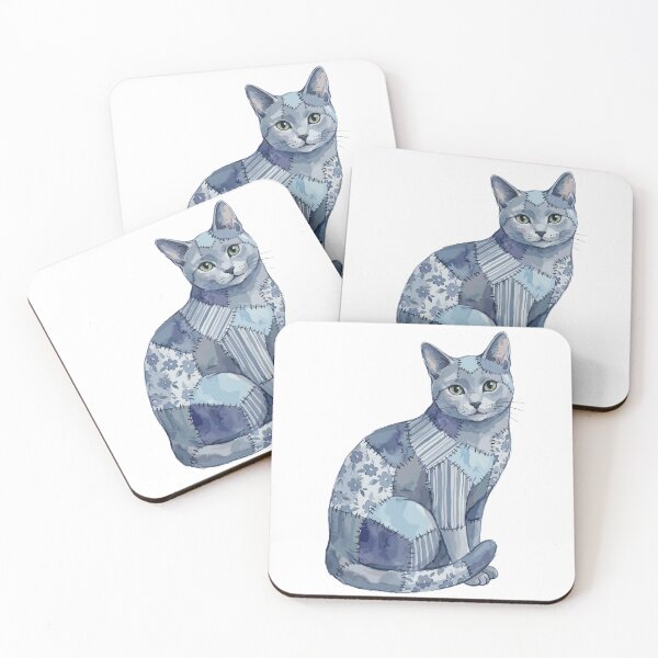 Aperçu de l'œuvre Adorable chat bleu russe patchwork créée et vendue par bapupa.