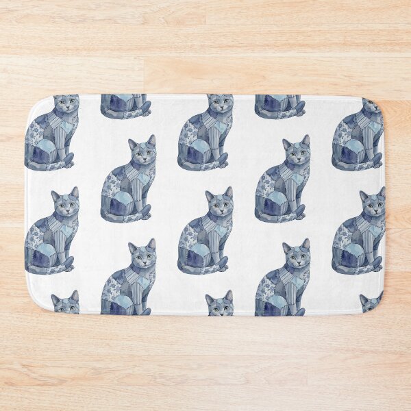 Item preview, Cute Russian Blue Cat Patchwork designed and sold by bapupa.