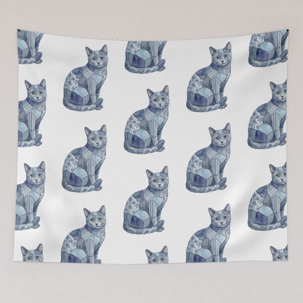 Item preview, Cute Russian Blue Cat Patchwork designed and sold by bapupa.