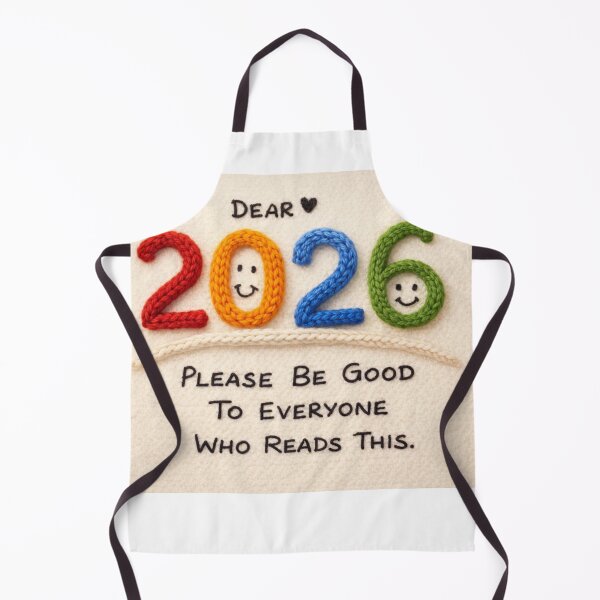 Artikelvorschau, Liebes Jahr 2026 – Sei bitte gut zu allen | Kuscheliger, gestrickter Plüsch-Typografie-Aufkleber entworfen und verkauft von Gurjeetpixelart.