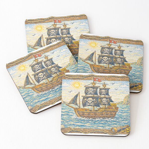 Item preview, Ahoy, Open Waters! Pirate Ship - In Crayon designed and sold by thecrayawnbox-.