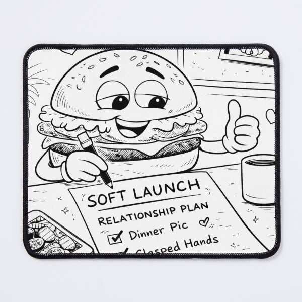 Item preview, Soft Launch Relationship Plan — Burger Meme Line Art designed and sold by ComedyInkFactor.