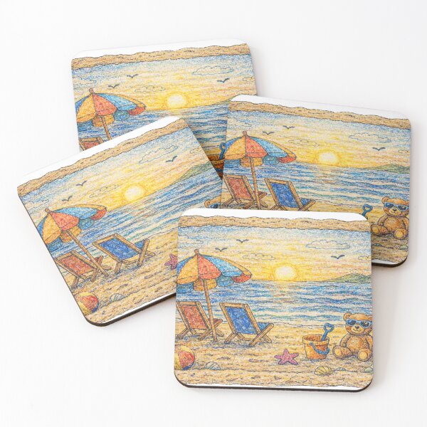 Item preview, Golden Hour Beach Sunset With Sandcastle Frame - In Crayon designed and sold by thecrayawnbox-.