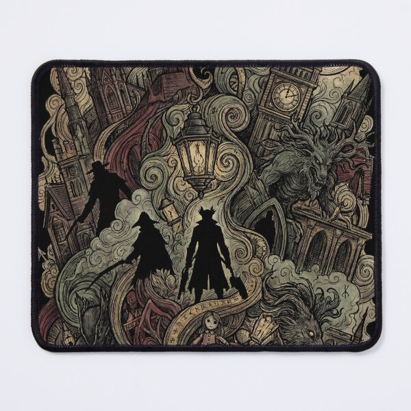 Item preview, Hunter's Nightmare Journey Collage Gothic Victorian City Paleblood Moon Clinic Awakening Grand Cathedral Forbidden Forest Byrgenwerth College Unseen Village Fan Art Poster T-Shirt Sticker Print Gift designed and sold by Senpaiwaves.
