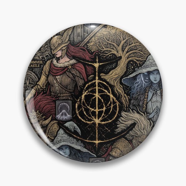 Item preview, Tarnished Pilgrimage Collage Dark Fantasy Realm Golden Tree Storm Castle Rot Wastes Lake Academy Mountain Giants Hidden Tree Fan Art Poster T-Shirt Sticker Print Gift designed and sold by Senpaiwaves.