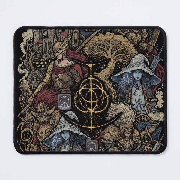 Item preview, Tarnished Pilgrimage Collage Dark Fantasy Realm Golden Tree Storm Castle Rot Wastes Lake Academy Mountain Giants Hidden Tree Fan Art Poster T-Shirt Sticker Print Gift designed and sold by Senpaiwaves.