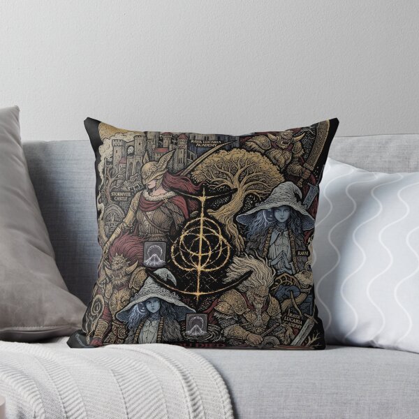 Item preview, Tarnished Pilgrimage Collage Dark Fantasy Realm Golden Tree Storm Castle Rot Wastes Lake Academy Mountain Giants Hidden Tree Fan Art Poster T-Shirt Sticker Print Gift designed and sold by Senpaiwaves.