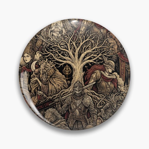 Item preview, Tarnished Pilgrimage Collage Dark Fantasy Realm Golden Tree Storm Castle Rot Wastes Lake Academy Mountain Giants Hidden Tree Fan Art Poster T-Shirt Sticker Print Gift designed and sold by Senpaiwaves.
