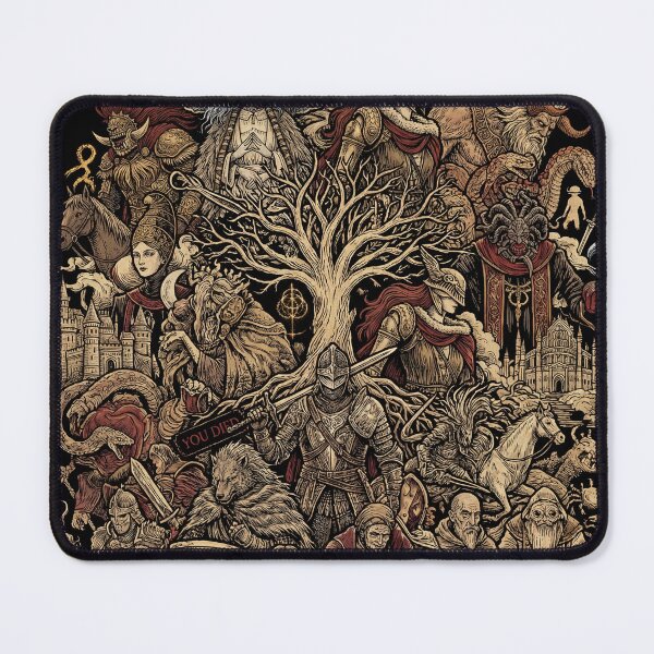 Item preview, Tarnished Pilgrimage Collage Dark Fantasy Realm Golden Tree Storm Castle Rot Wastes Lake Academy Mountain Giants Hidden Tree Fan Art Poster T-Shirt Sticker Print Gift designed and sold by Senpaiwaves.