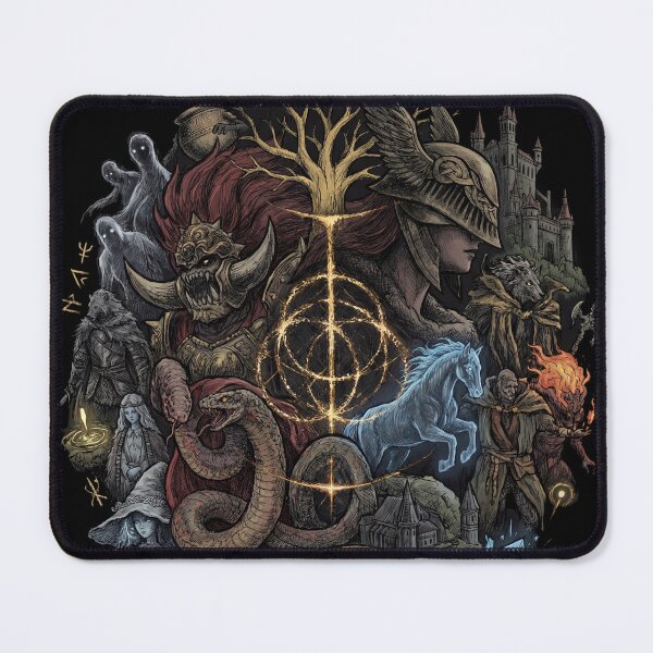 Item preview, Tarnished Pilgrimage Collage Dark Fantasy Realm Golden Tree Storm Castle Rot Wastes Lake Academy Mountain Giants Hidden Tree Fan Art Poster T-Shirt Sticker Print Gift designed and sold by Senpaiwaves.