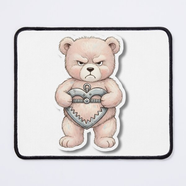 Item preview, Grumpy Teddy Bear Heart Trap - Sarcastic Anti Valentine Sticker designed and sold by Skill_&_Stone.