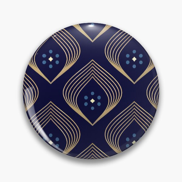 Artikelvorschau, Luxuriöses geometrisches Art-Deco-Muster in Marineblau und Gold 2 entworfen und verkauft von Kruti Collection.