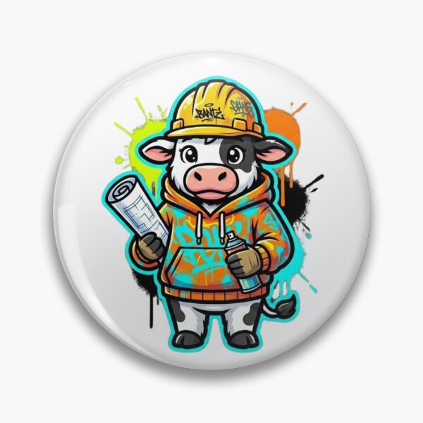 Item preview, Construction Cow – Urban Worker Street Art Illustration designed and sold by MiszungART.