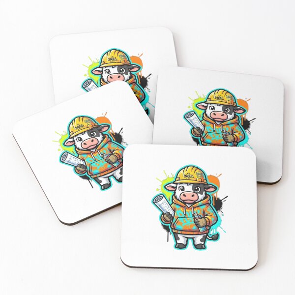 Item preview, Construction Cow – Urban Worker Street Art Illustration designed and sold by MiszungART.
