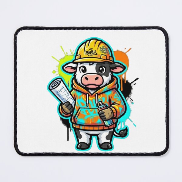 Item preview, Construction Cow – Urban Worker Street Art Illustration designed and sold by MiszungART.