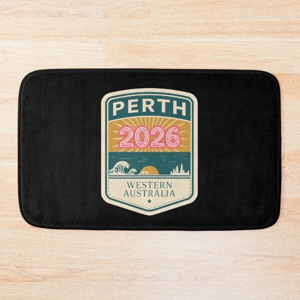 Item preview, Retro Perth 2026 Travel Badge T-Shirt Design - Waves & Skyline Western Australia designed and sold by FestivityFinds.