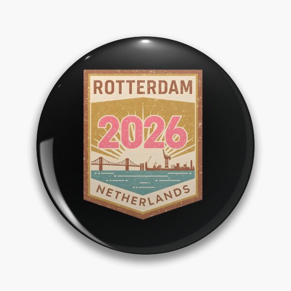 Item preview, Retro Rotterdam 2026 Travel Badge T-Shirt Design - Bridge & City Skyline Netherlands designed and sold by FestivityFinds.