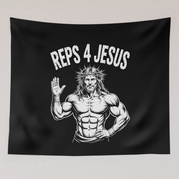 Item preview, Funny Christian Jesus Funny Workout Bodybuilding Gym designed and sold by cosmicncozyS.