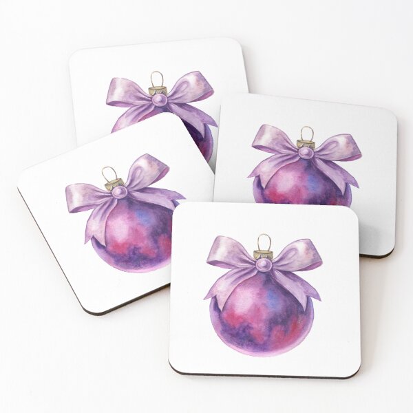Item preview, Purple Watercolour Christmas Bauble with Bow designed and sold by lippostcard.