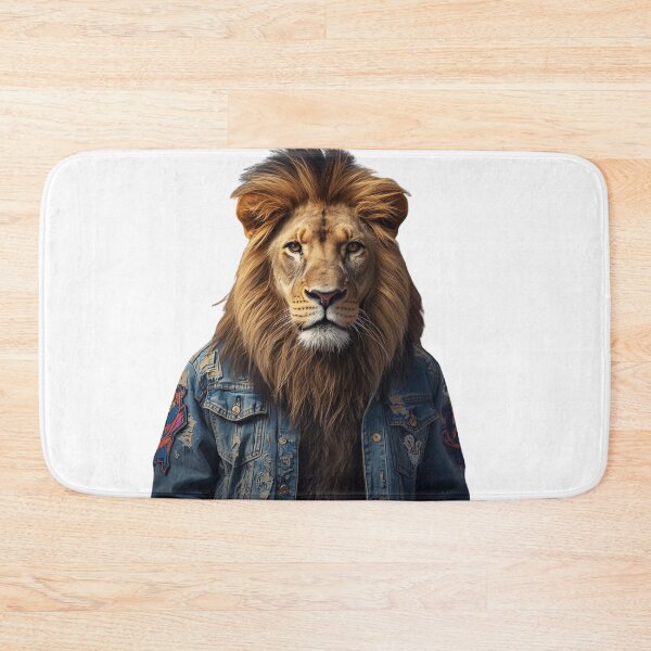 Item preview, Lion in Denim Jacket – Fierce Urban Style designed and sold by Kavya Art.