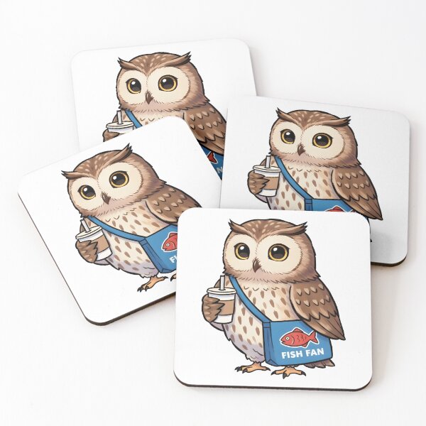 Item preview, Cute Owl Fish Fan Illustration designed and sold by Senkov.