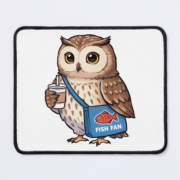 Item preview, Cute Owl Fish Fan Illustration designed and sold by Senkov.