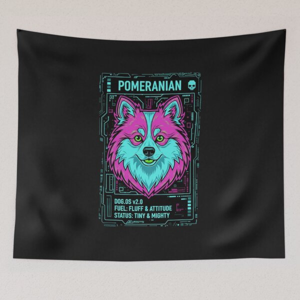 Item preview, Cyberpunk Pomeranian Dog Digital HUD Interface Sci-Fi  designed and sold by PrimeTime85.