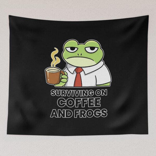 Item preview, Surviving on Coffee and Frogs – Funny Frog Coffee Work Shirt designed and sold by Kewessthetic.
