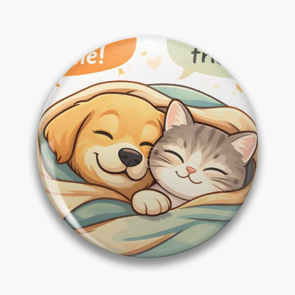 Item preview, Snuggle Time – Fur-Ever Friends Cute Dog & Cat Illustration designed and sold by Furfolkz.