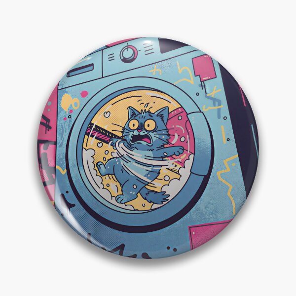 Item preview, Scared cartoon cat inside a washing machine  designed and sold by mayatA-rt.