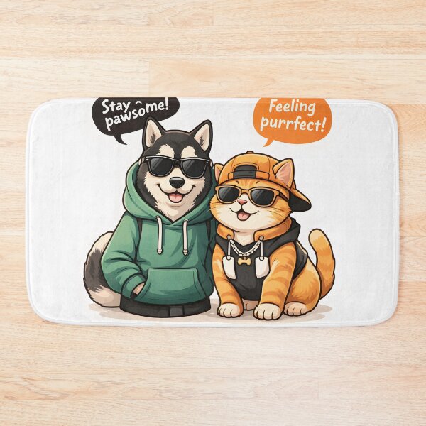 Item preview, Stay Pawsome – Cool Dog & Cat Streetwear Cartoon Design designed and sold by Furfolkz.