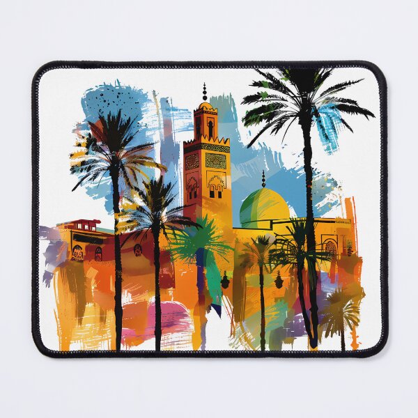 Item preview, Colorful Medina Skyline With Palms and Islamic Architecture designed and sold by DesignArtist.ia.