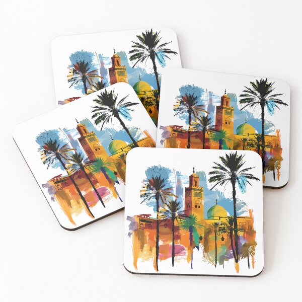Item preview, Colorful Medina Skyline With Palms and Islamic Architecture designed and sold by DesignArtist.ia.