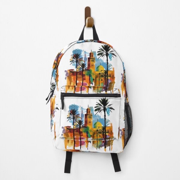 Item preview, Colorful Medina Skyline With Palms and Islamic Architecture designed and sold by DesignArtist.ia.