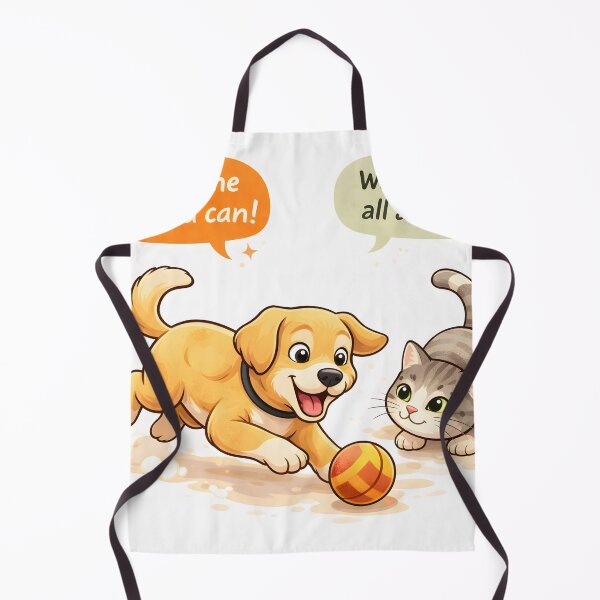 Item preview, Fetch Me If You Can – Playful Dog & Curious Cat Cartoon Design designed and sold by Furfolkz.