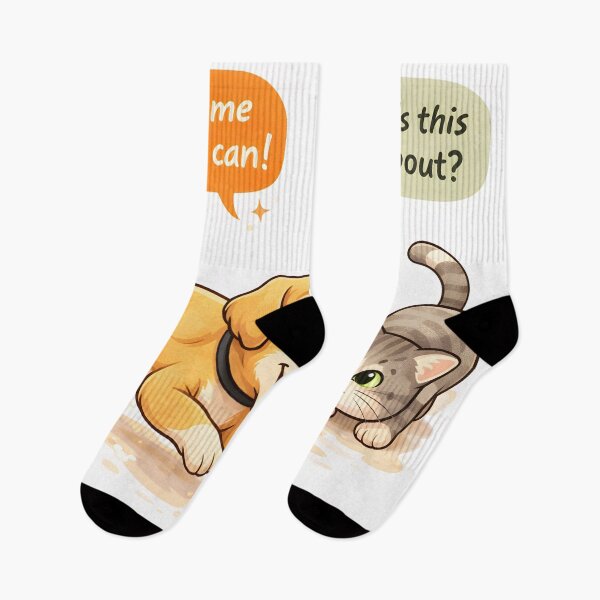 Item preview, Fetch Me If You Can – Playful Dog & Curious Cat Cartoon Design designed and sold by Furfolkz.
