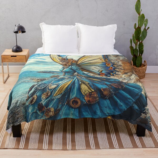 Item preview, Golden Butterfly Queen Walking by the Ocean designed and sold by Kat's Design Hub.
