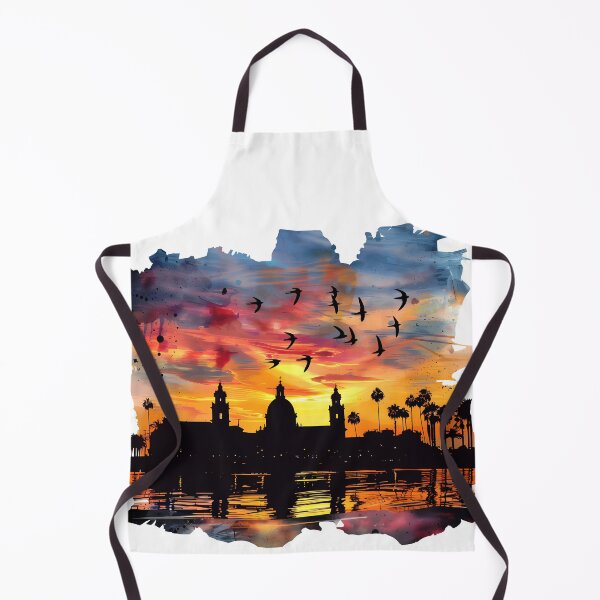 Item preview, Sunset Medina Skyline With Palms and Birds Silhouette designed and sold by DesignArtist.ia.