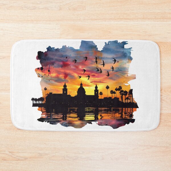 Item preview, Sunset Medina Skyline With Palms and Birds Silhouette designed and sold by DesignArtist.ia.