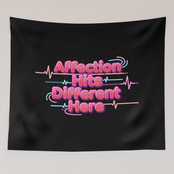Item preview, Affection Hits Different Here. Cute Valentine Love Quote Neon Typography designed and sold by Aarvya Fashion Club ( A.F.C ).