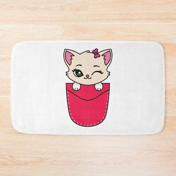 Item preview, Pocket Cute Kitty with Bow – Kawaii Winking Cat designed and sold by MarshallStickerX.