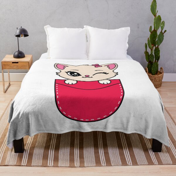 Item preview, Pocket Cute Kitty with Bow – Kawaii Winking Cat designed and sold by MarshallStickerX.