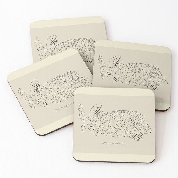 Item preview, A line drawing of a white spotted boxfish on a beige background designed and sold by UMA Digital NL.