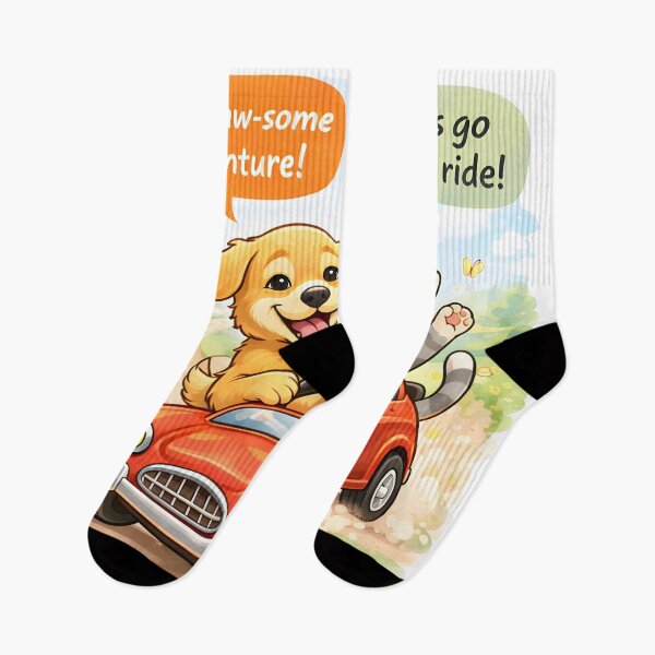 Item preview, On a Pawsome Adventure – Dog & Cat Road Trip Cartoon Design designed and sold by Furfolkz.